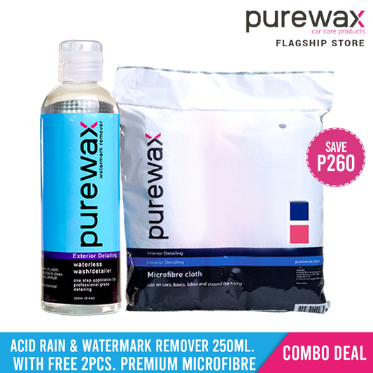 COMBO Deal! PureWax Acid Rain and Watermark Remover 250ml. with FREE PureWax Premium Microfibre Cloth (2pcs.)