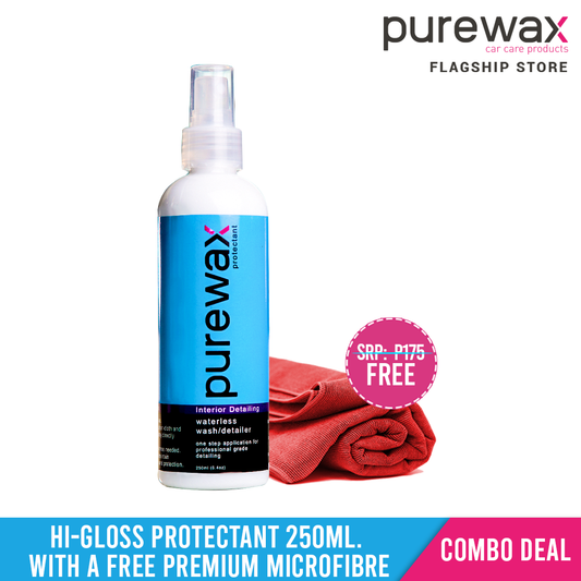 COMBO Deal! PureWax Hi-Gloss Protectant 250ml. with a FREE PureWax Premium Microfibre Cloth (1pc.)