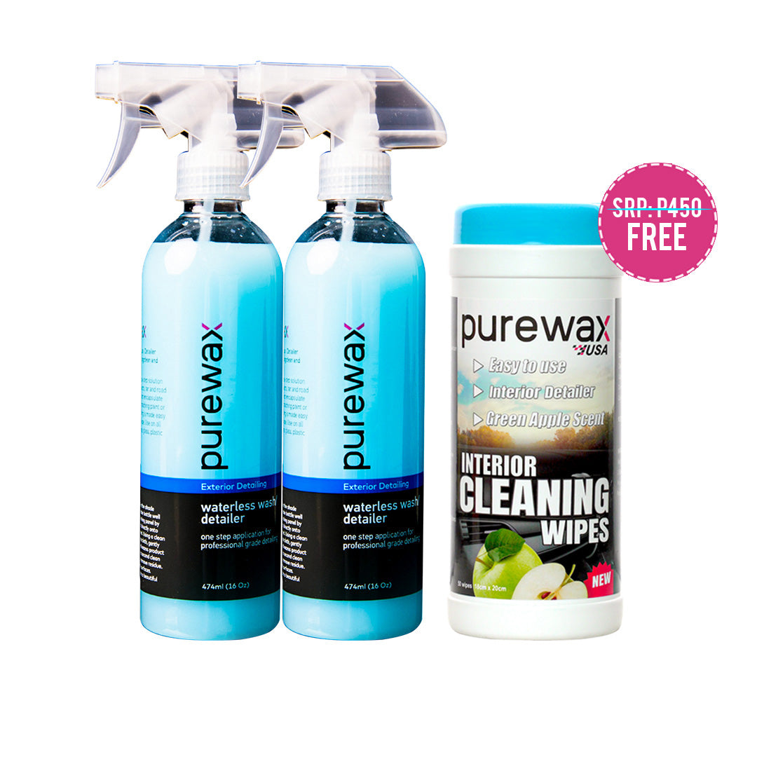 BUY 2 Waterless Wash / Detailer 474ml. with a FREE Interior Cleaning Wipes (50 sheets)