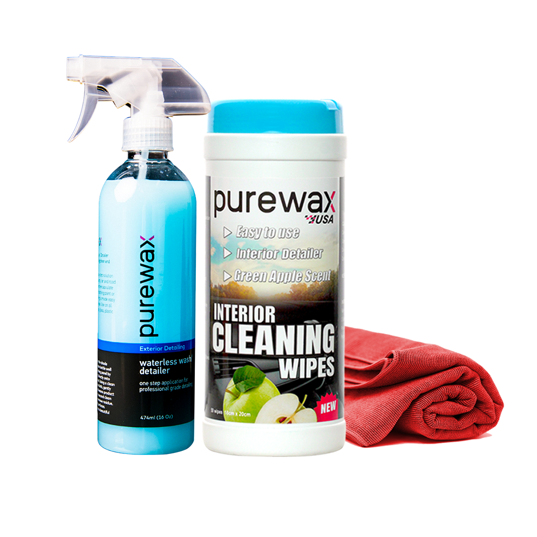 STARTER PACK - Waterless Wash / Detailer 474ml., Interior Cleaning Wipes & Premium Microfibre (1pc.)